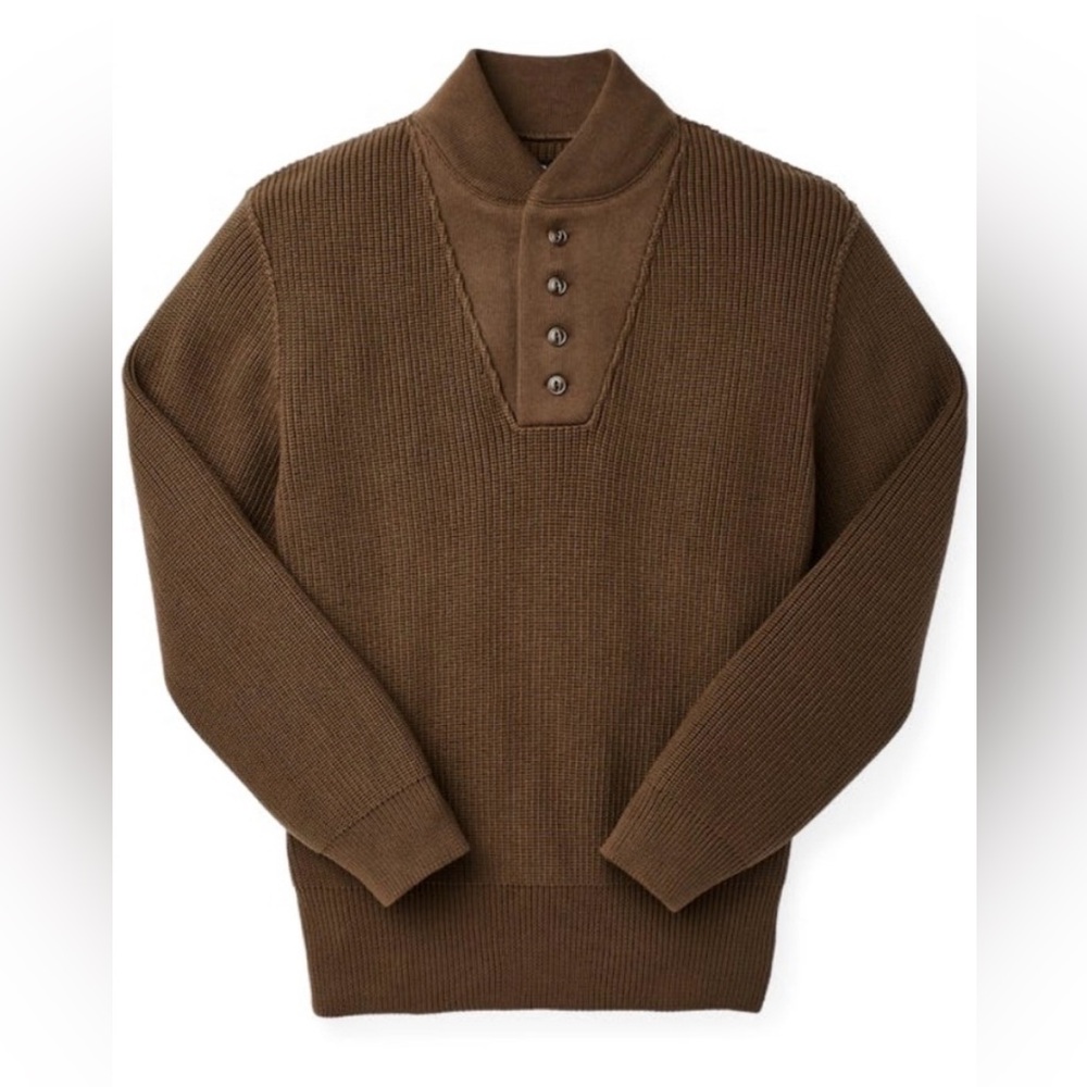Filson‎ Cotton Henley Guide Brown Sweater Men’s Size XXL